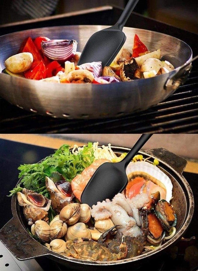 TASKHOUSE Silicone Spatula Set Rubber Spatulas with Stainless Steel Core Non-Stick Kitchen Utensils for Cooking, Baking & Mixing - 2 Piece (Black) - Image 3